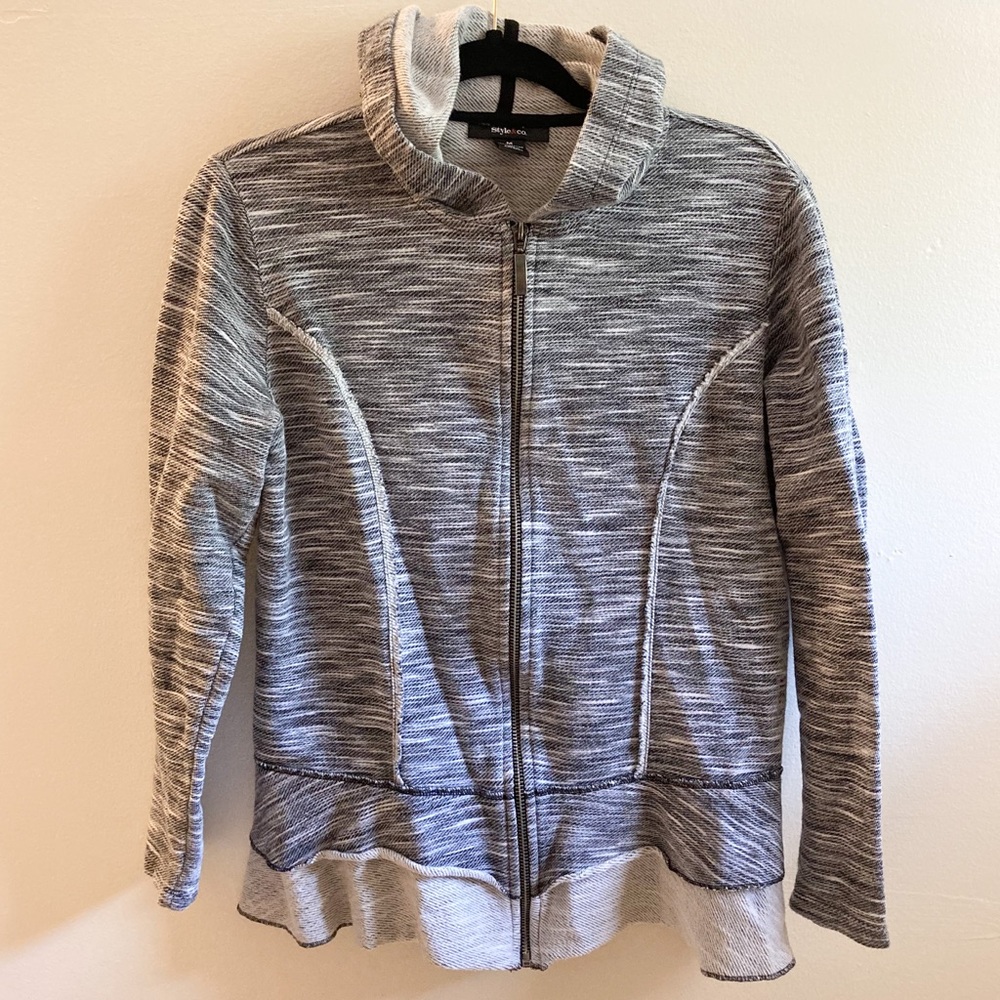 Style & Co Sweatshirt Comfy Gray Zip-Up Hoodie Medium EUC